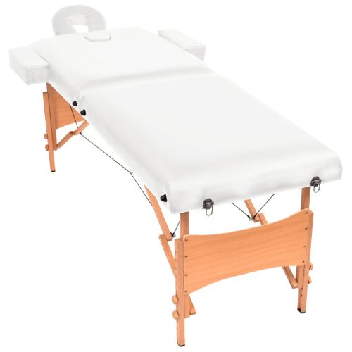 Table De Massage Pliable À 2 Zones 10 Cm D'épaisseur Blanc