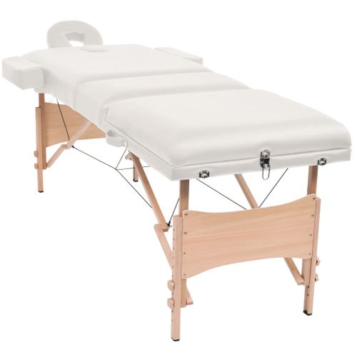 Table De Massage Pliable À 3 Zones 10 Cm D'épaisseur Blanc