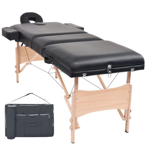 Table De Massage Pliable À 3 Zones 10 Cm D'épaisseur Noir