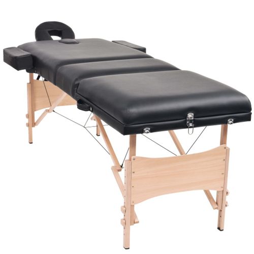 Table De Massage Pliable À 3 Zones 10 Cm D'épaisseur Noir