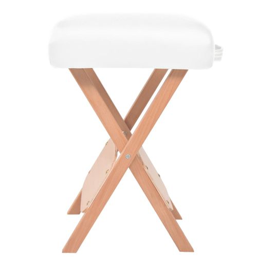 Table De Massage Pliable Et Tabouret 10 Cm D'épaisseur Blanc