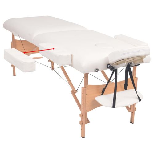 Table De Massage Pliable Et Tabouret 10 Cm D'épaisseur Blanc