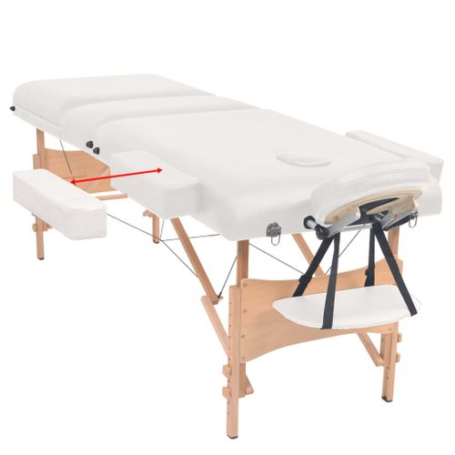 Table De Massage Pliable Et Tabouret 10 Cm D'épaisseur Blanc