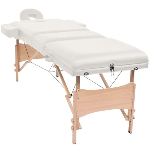 Table De Massage Pliable Et Tabouret 10 Cm D'épaisseur Blanc
