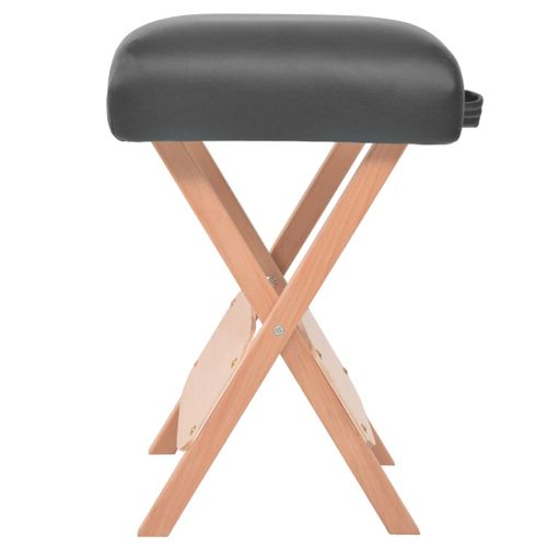 Table De Massage Pliable Et Tabouret 10 Cm D'épaisseur Noir