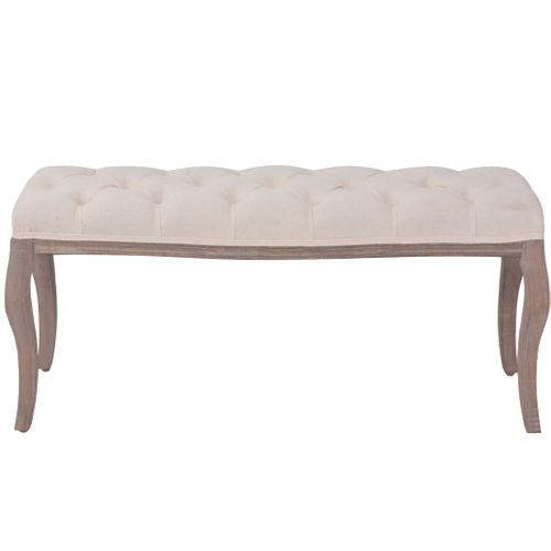 Banc Lin Bois Massif 110 X 38 X 48 Cm Blanc Crème