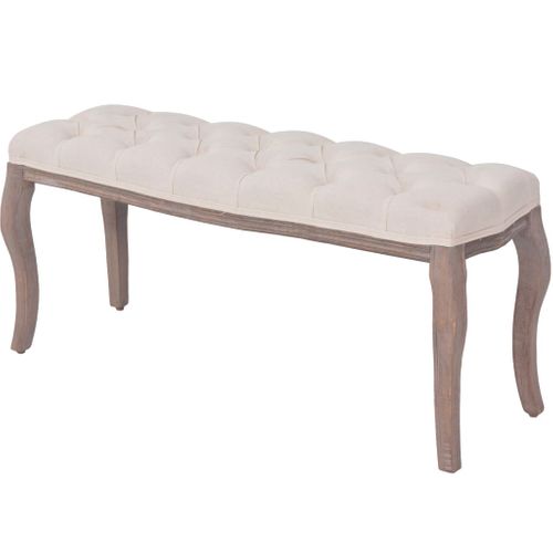 Banc Lin Bois Massif 110 X 38 X 48 Cm Blanc Crème