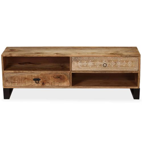 Meuble TV Bois Massif De Manguier 120 X 30 X 40 Cm