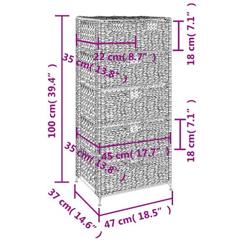 Unité De Rangement Avec 6 Paniers 47x37x100 Cm Jacinthe D'eau