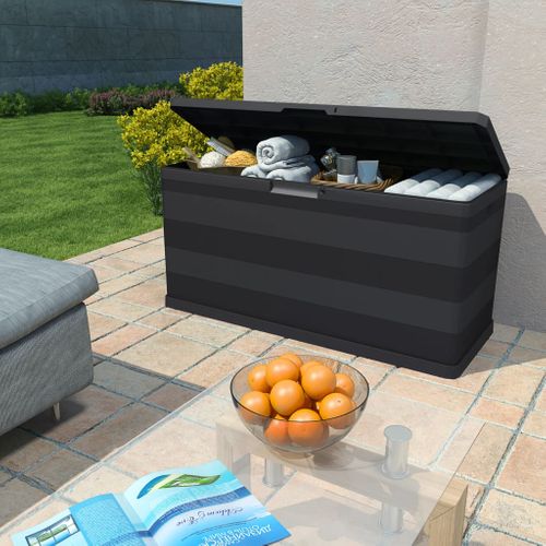Boîte De Rangement De Jardin Verrouillable Noir 117x45x56 Cm Polypropylène Coffre Terrasse