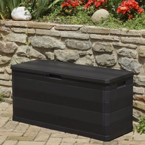 Boîte De Rangement De Jardin Verrouillable Noir 117x45x56 Cm Polypropylène Coffre Terrasse