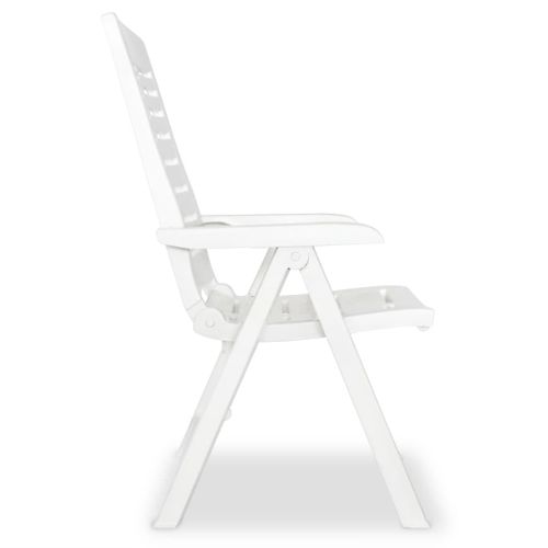 Vidaxl Chaises De Jardin Lot De 2 Inclinables Plastique Blanc Sièges Meubles Terrasse Extérieur