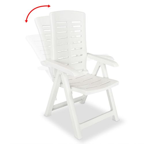 Vidaxl Chaises De Jardin Lot De 2 Inclinables Plastique Blanc Sièges Meubles Terrasse Extérieur