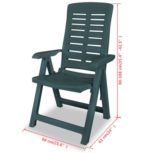 Chaises De Jardin Lot De 2 Avec Dossiers Et Accoudoirs Inclinables Plastique Vert Sièges