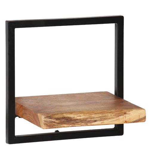 Lot 5 Étagères Murales Bois Massif Acacia Acier Moderne 6 Tablettes