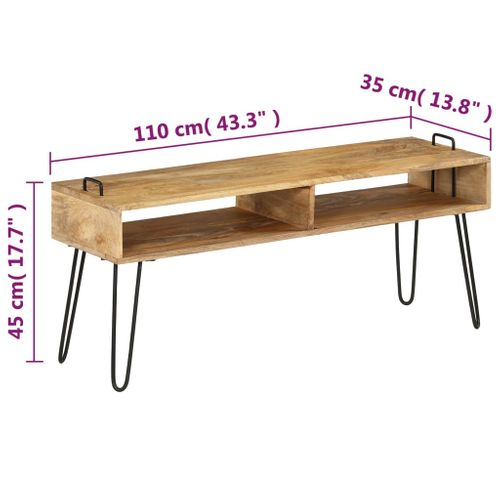Meuble TV Bois De Manguier Massif 110 X 35 X 45 Cm