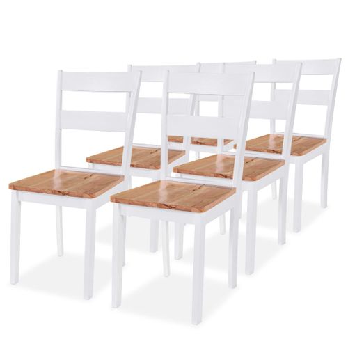 Chaises à Manger Lot De 6 Blanc Bois D'hévéa Massif