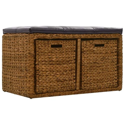 Banc Avec 2 Paniers Jacinthe D'eau 71 X 40 X 42 Cm Marron