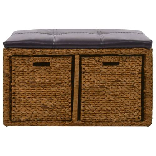 Banc Avec 2 Paniers Jacinthe D'eau 71 X 40 X 42 Cm Marron