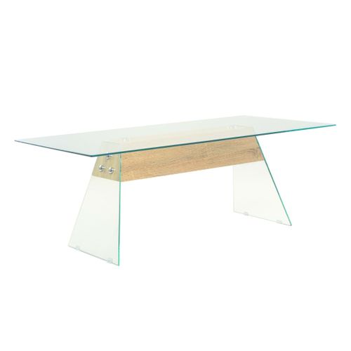 Table Basse Mdf Et Verre 110 X 55 X 40 Cm Couleur De Chêne