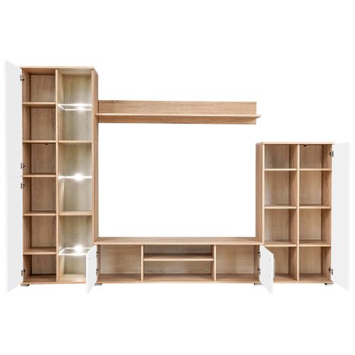 Meuble TV Mural Avec Lumière LED Chêne Sonoma Et Blanc