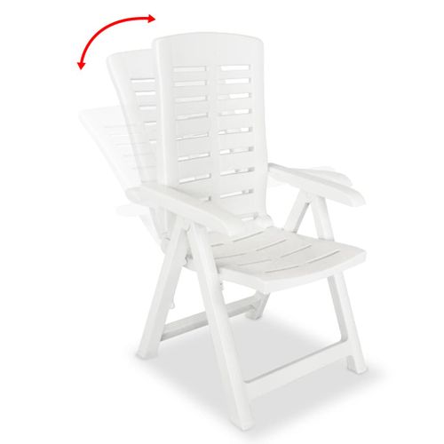Chaises Inclinables De Jardin 4 Pièces Plastique Blanc Siège Meuble Terrasse Patio Extérieur