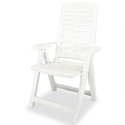 Chaises Inclinables De Jardin 4 Pièces Plastique Blanc Siège Meuble Terrasse Patio Extérieur