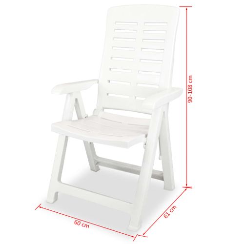 Chaises Inclinables De Jardin 4 Pièces Plastique Blanc Siège Meuble Terrasse Patio Extérieur