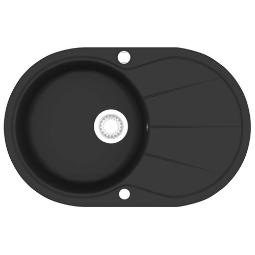 Évier De Cuisine En Granit Bac Unique Ovale Noir