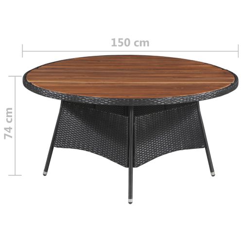 Mobilier D'extérieur 9 PCs Résine Tressée Et Bois D'acacia Noir