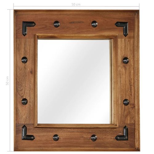 Miroir Bois D'acacia Massif 50 X 50 Cm