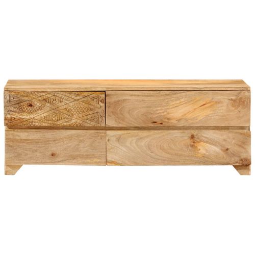 Meuble TV Bois De Manguier Solide 110x30x40 Cm