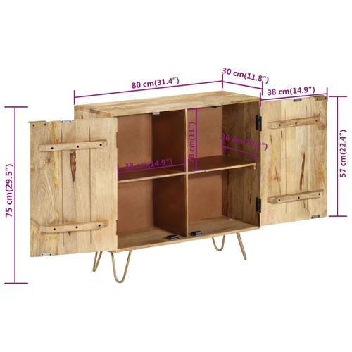 Buffet 80x30x75 Cm Bois De Manguier Solide