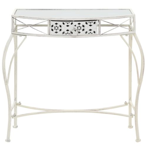 Table D'appoint Style Français Métal 82 X 39 X 76 Cm Blanc