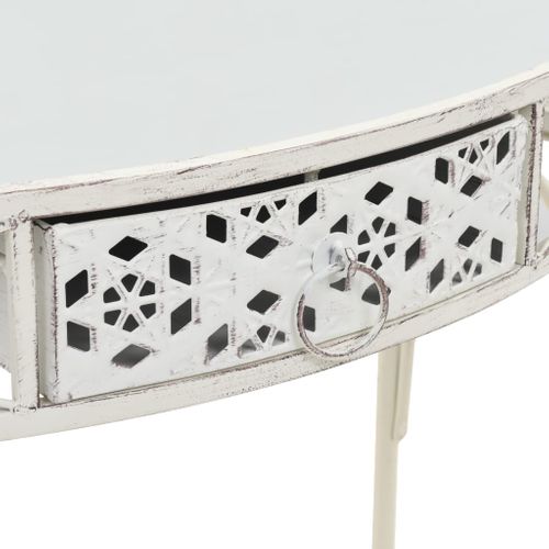 Table D'appoint Style Français Métal 82 X 39 X 76 Cm Blanc