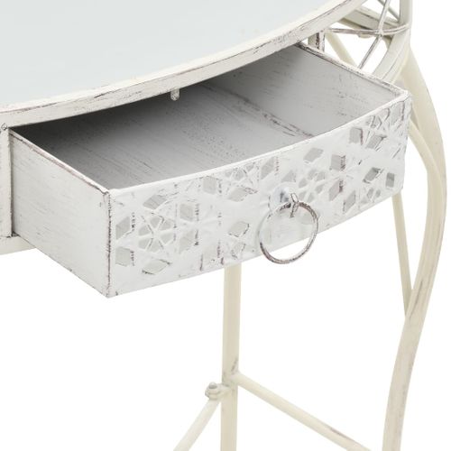 Table D'appoint Style Français Métal 82 X 39 X 76 Cm Blanc