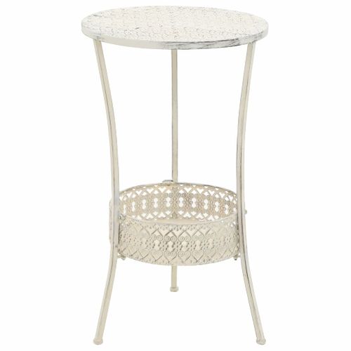 Table De Bistro Style Vintage Ronde Métal 40 X 70 Cm Blanc