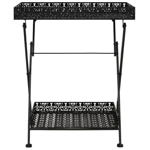 Table à Thé Pliante Style Vintage Métal 58 X 35 X 72 Cm Noir