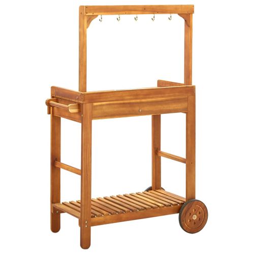 Chariot De Cuisine De Jardin Bois D'acacia 92x43,5x141,5 Cm