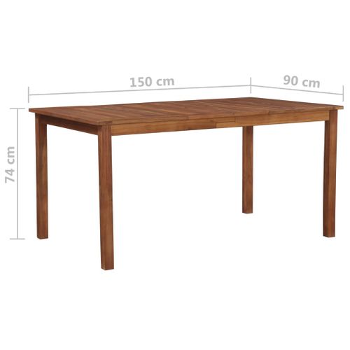 Table De Jardin 150x90x74 Cm En Bois D'acacia Massif, Finition Huilée
