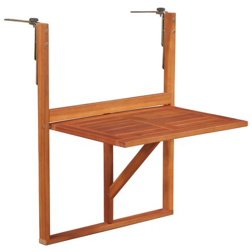 Table De Balcon Suspendue Pliable 64,5x44x80 Cm Bois D'acacia Massif Marron Meuble Jardin