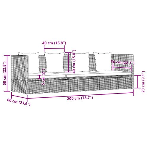 Lit De Jardin Gris 200x60 Cm Résine Tressée