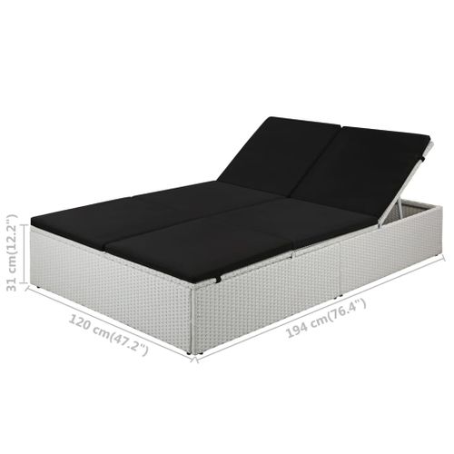 Chaise Longue Avec Coussin Résine Tressée Noir