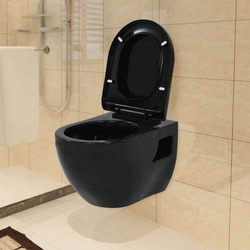 Wc Céramique Noir Suspendu Avec Siège Soft-close et Design Slim