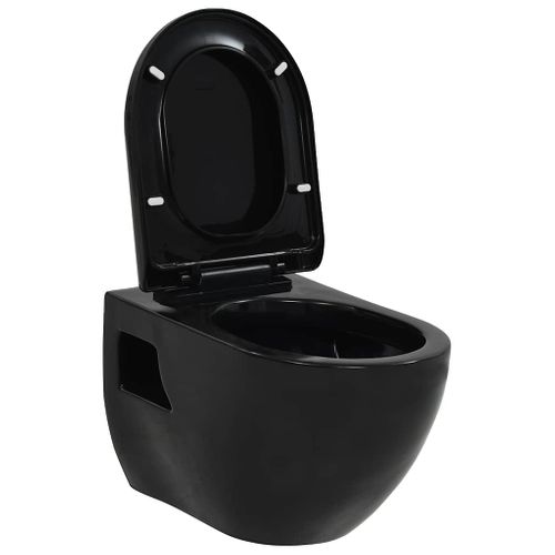 Wc Céramique Noir Suspendu Avec Siège Soft-close et Design Slim
