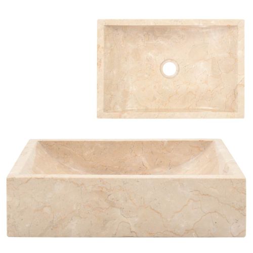 Lavabo En Marbre Brillant Crème 45x30x12 Cm Lavabo De Coiffeuse