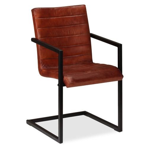 Chaises À Manger Lot De 4 Marron Cuir Véritable