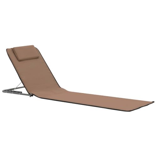 Tapis De Plage Pliables 2 Pièces Acier Et Tissu Marron