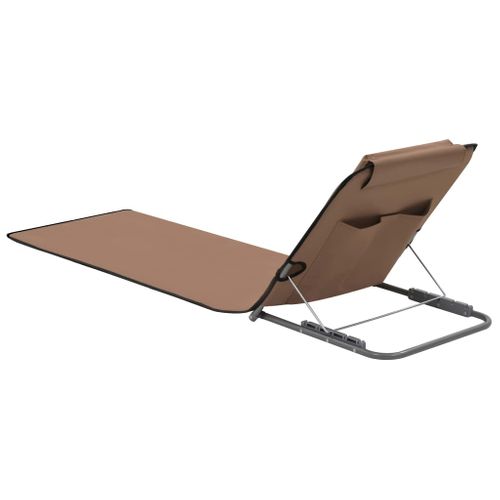 Tapis De Plage Pliables 2 Pièces Acier Et Tissu Marron