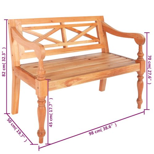 Banc Batavia 98 Cm Bois D'acajou Massif Marron Clair